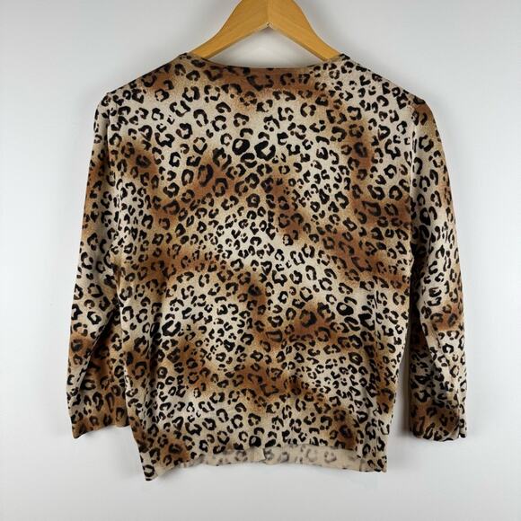 Boston Proper Silk Blend Sequin & Leopard Print Cardigan ~ Small - Picture 6 of 12